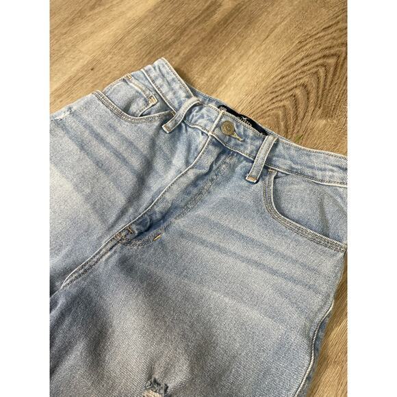 Hollister Ultra‎ High-Rise Dad Jeans Distressed Light Wash W23 L31 Stretch - Picture 6 of 11
